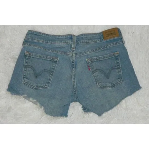Levi 545 Shorts Women's Cutoff Distressed Blue Jeans Size 28 - Picture 4 of 10